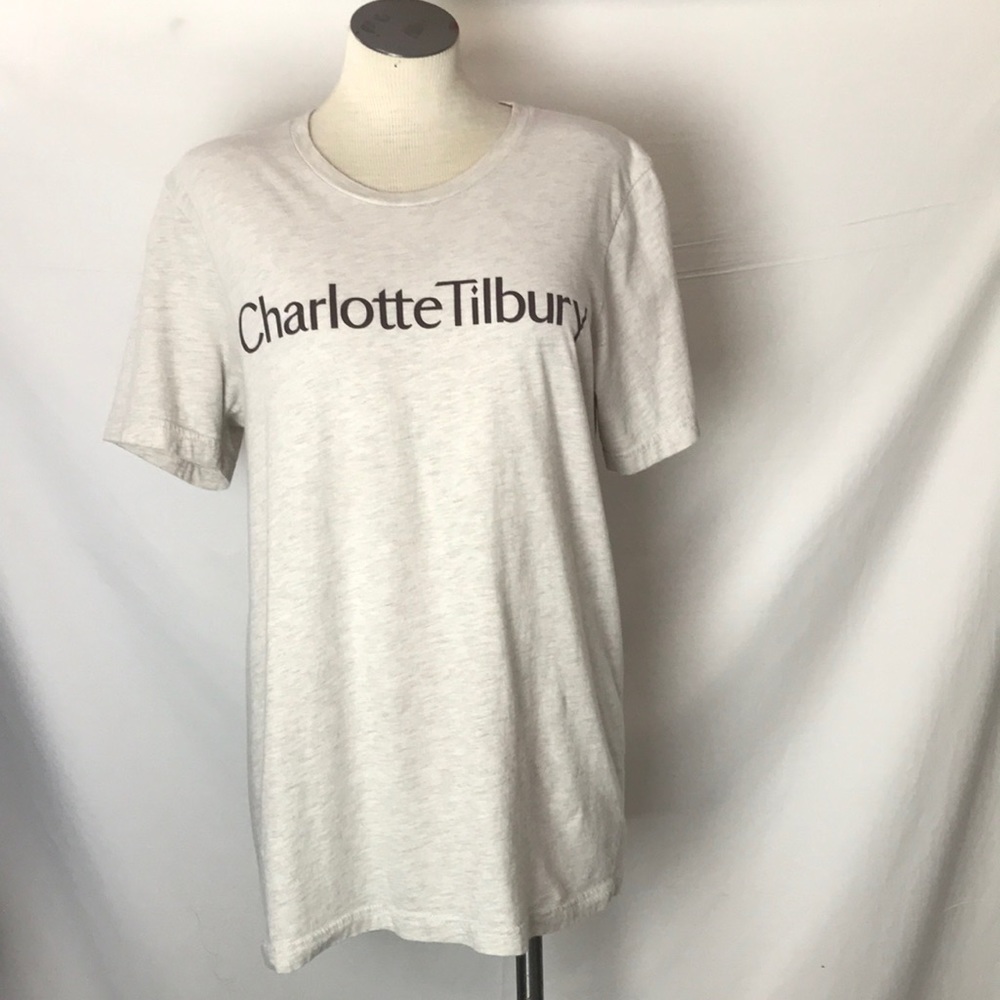 Charlotte Tilbury “Get your glow on “ beige t-shirt Sz L